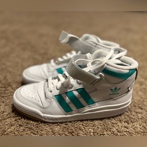 Women’s Adidas, size 8.5, turquoise and white, worn once